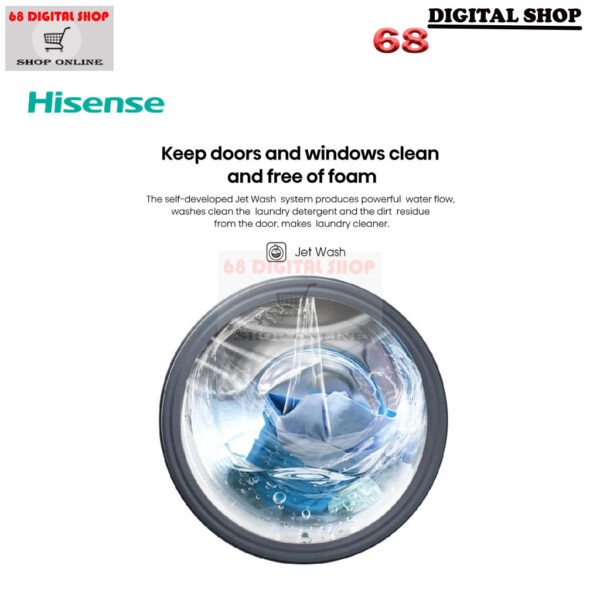 Hisense Washer and dryer เครื่องซักผ้าฝาหน้า ความจุซัก12kg. / อบ 8kg. AI Wash รุ่น WD5S1243BB