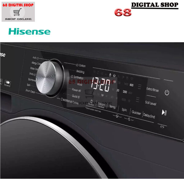 Hisense Washer and dryer เครื่องซักผ้าฝาหน้า ความจุซัก12kg. / อบ 8kg. AI Wash รุ่น WD5S1243BB