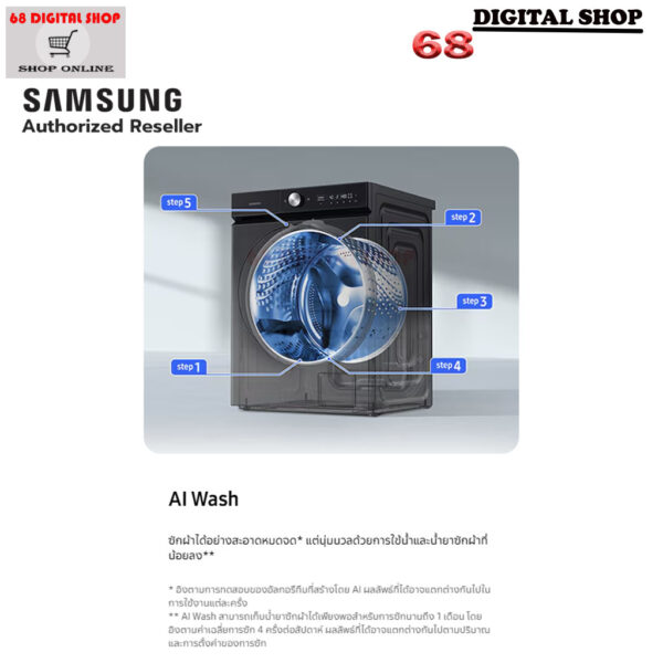 5 SAMSUNG Washing Machines Front Load เครื่องซักผ้าฝาหน้าซัมซุง ขนาด 12 Kg. รุ่น WW12BB944DGBST