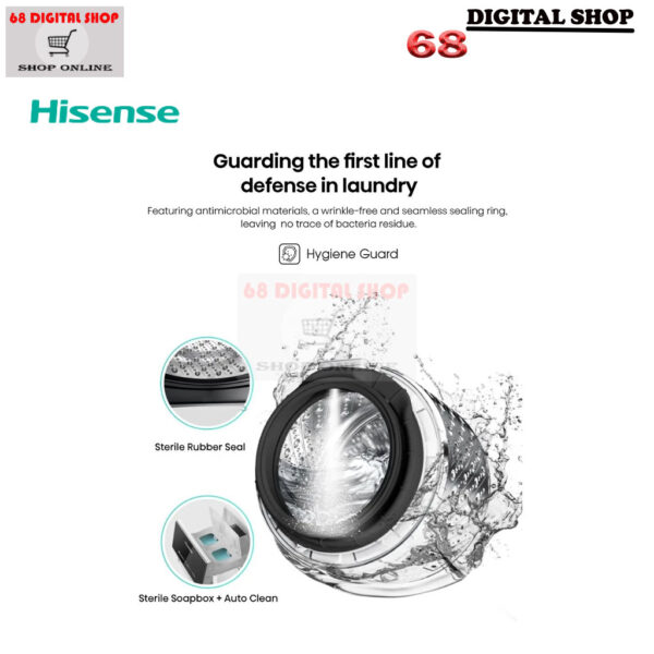 Hisense Washer and dryer เครื่องซักผ้าฝาหน้า ความจุซัก12kg. / อบ 8kg. AI Wash รุ่น WD5S1243BB