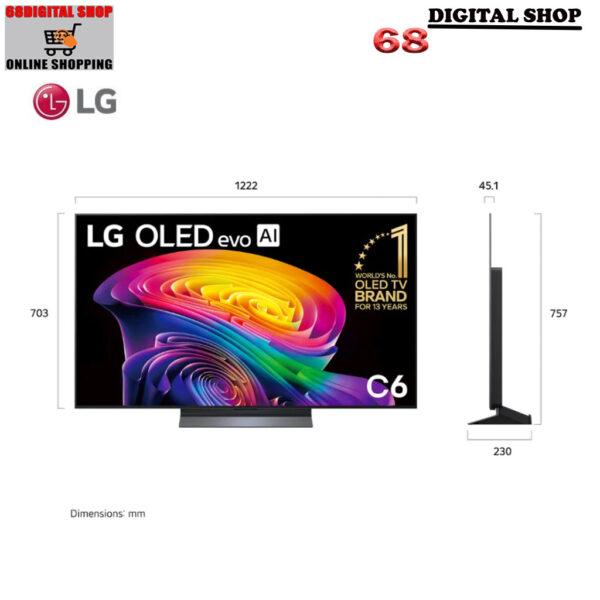 lg oled smart tv 4k 55 inch model oled55c6psa dimension LG OLED evo 4K Smart TV VRR 165Hz 55 นิ้ว รุ่น OLED55C6PSA